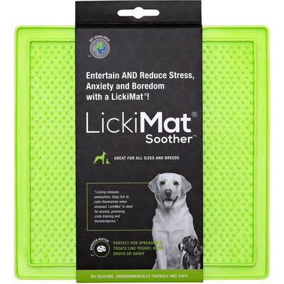 LickiMat LickiMat Classic Soother Slow Feeder Dog Lick Mat, Green