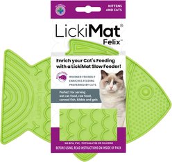LickiMat Felix Non-Skid Thermoplastic Rubber Cat Bowl, Green, Standard