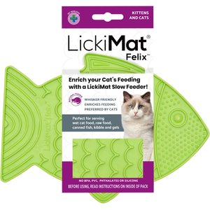 LickiMat Felix Non-Skid Thermoplastic Rubber Cat Bowl, Green, Standard