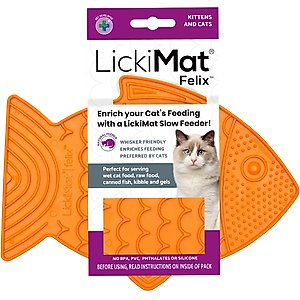 LickiMat Felix Non-Skid Thermoplastic Rubber Cat Bowl, Orange, Standard
