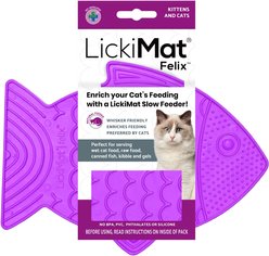 LickiMat Felix Non-Skid Thermoplastic Rubber Cat Bowl, Purple, Standard