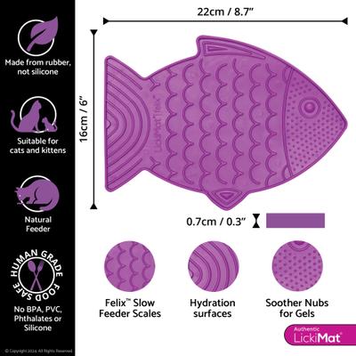 Show full view: LickiMat Felix Non-Skid Thermoplastic Rubber Cat Bowl, Purple, Standard slide 3 of 7