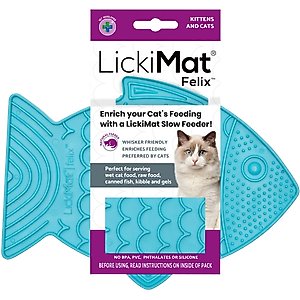 LickiMat Felix Non-Skid Thermoplastic Rubber Cat Bowl, Turquoise, Standard