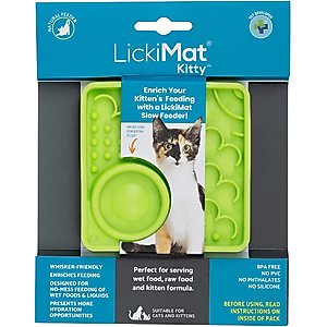 LickiMat Kitty Non-Skid Thermoplastic Rubber Cat Bowl, Green, Standard