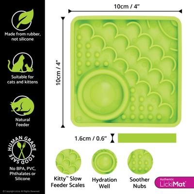 Show full view: LickiMat Kitty Non-Skid Thermoplastic Rubber Cat Bowl, Green, Standard slide 4 of 6