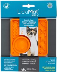 LickiMat Kitty Non-Skid Thermoplastic Rubber Cat Bowl, Orange, Standard