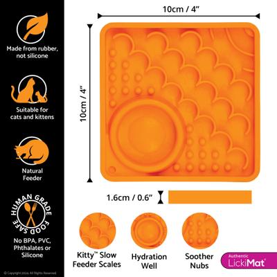 Show full view: LickiMat Kitty Non-Skid Thermoplastic Rubber Cat Bowl, Orange, Standard slide 3 of 5