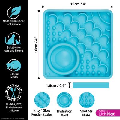 Show full view: LickiMat Kitty Non-Skid Thermoplastic Rubber Cat Bowl, Turquoise, Standard slide 3 of 5