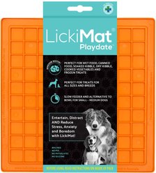LickiMat Playdate Non-Skid Thermoplastic Rubber Dog Bowl, Orange