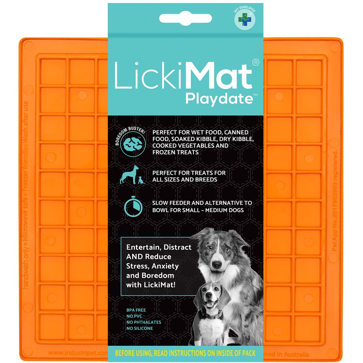 LickiMat Playdate Non-Skid Thermoplastic Rubber Dog Bowl, Orange