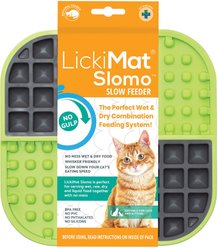 LickiMat Slomo Non-Skid Thermoplastic Rubber Cat Bowl, Green, Standard