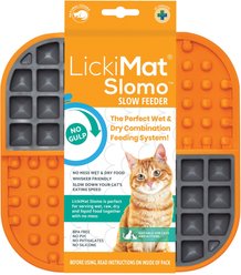 LickiMat Slomo Non-Skid Thermoplastic Rubber Cat Bowl, Orange, Standard