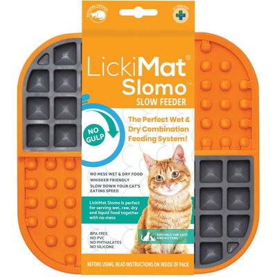 LickiMat LickiMat Slomo Non-Skid Thermoplastic Rubber Cat Bowl, Orange, Standard