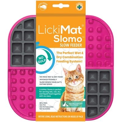 LickiMat LickiMat Slomo Non-Skid Thermoplastic Rubber Cat Bowl, Pink, Standard