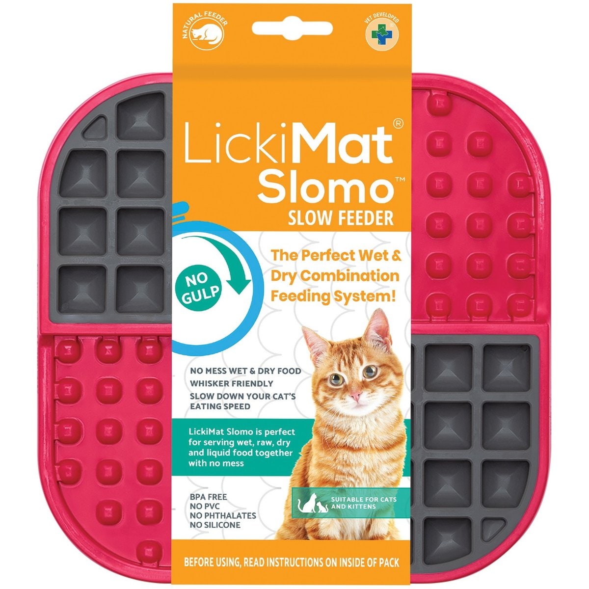 LickiMat Slomo Non-Skid Thermoplastic Rubber Cat Bowl, Red, Standard