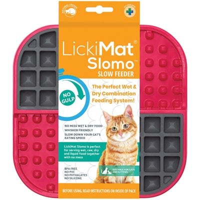 LickiMat LickiMat Slomo Non-Skid Thermoplastic Rubber Cat Bowl, Red, Standard