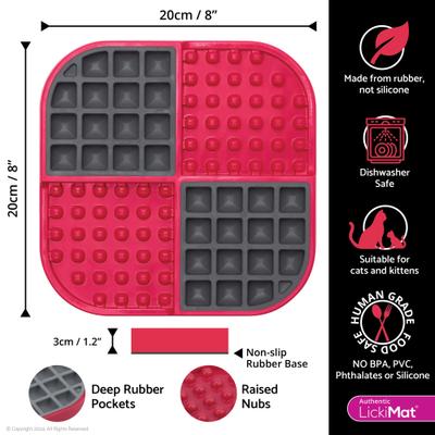 Show full view: LickiMat Slomo Non-Skid Thermoplastic Rubber Cat Bowl, Red, Standard slide 3 of 5