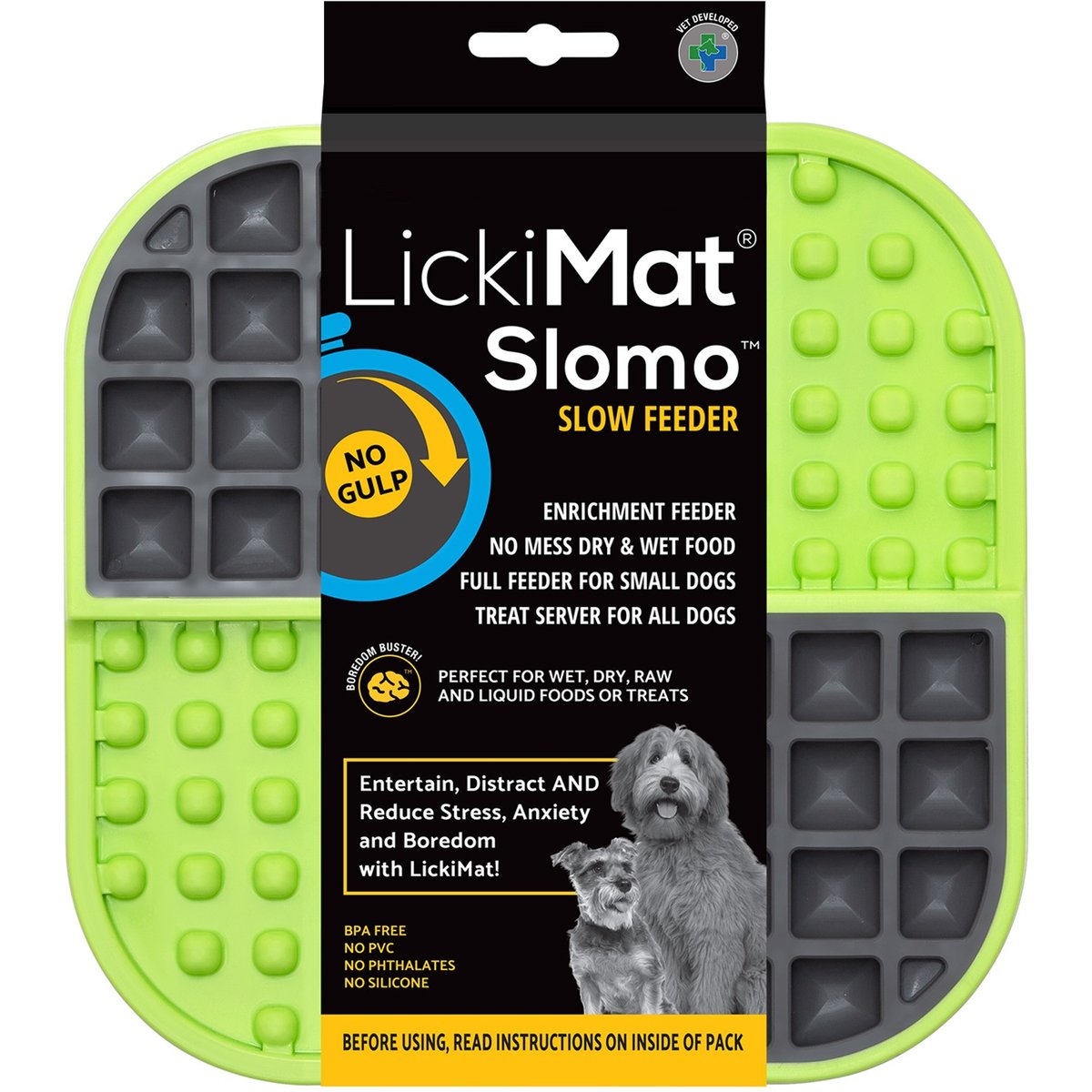 LickiMat Slomo Non-Skid Thermoplastic Rubber Dog Bowl, Green, Standard