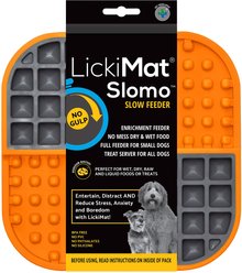 LickiMat Slomo Non-Skid Thermoplastic Rubber Dog Bowl, Orange, Standard