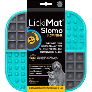 LickiMat Slomo Non-Skid Thermoplastic Rubber Dog Bowl, Turquoise, Standard