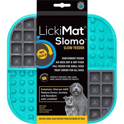 LickiMat LickiMat Slomo Non-Skid Thermoplastic Rubber Dog Bowl, Turquoise, Standard