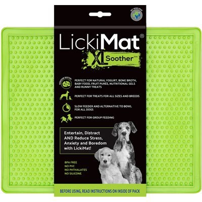 LickiMat LickiMat Soother Non-Skid Thermoplastic Rubber Dog Bowl, Green, X-Large