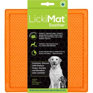 LickiMat Soother Non-Skid Thermoplastic Rubber Dog Bowl, Orange
