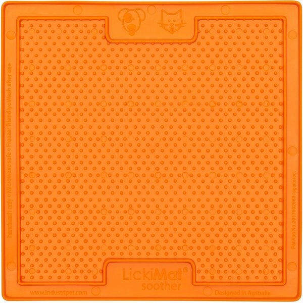 LickiMat Soother Non-Skid Thermoplastic Rubber Dog Bowl, Orange