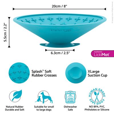 Show full view: LickiMat Splash Non-Skid Thermoplastic Rubber Dog Bowl, Turquoise slide 4 of 8