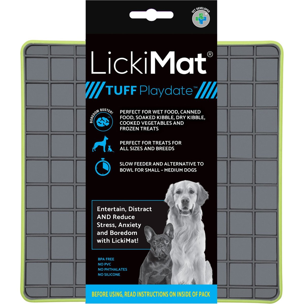 LickiMat Tuff Playdate Non-Skid Thermoplastic Rubber Dog Bowl, Green