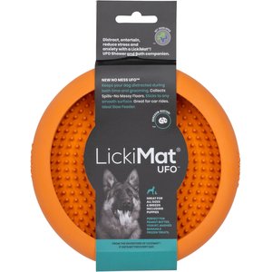 LickiMat UFO Slow Feeder Dog Bowl, Orange, Standard
