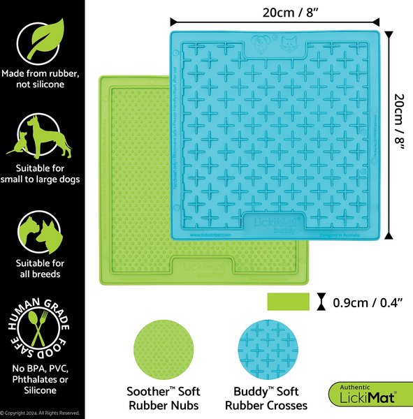 LickiMat Variety 2-Pack Non-Skid Thermoplastic Rubber Dog Bowl, Green/Turquoise