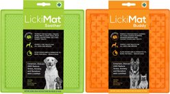 LickiMat Variety 2-Pack Non-Skid Thermoplastic Rubber Dog Bowl, Orange/Green
