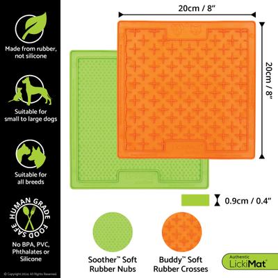 Show full view: LickiMat Variety 2-Pack Non-Skid Thermoplastic Rubber Dog Bowl, Orange/Green slide 3 of 6