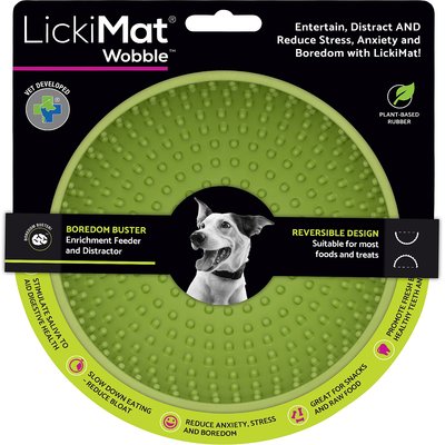 LickiMat LickiMat Wobble BPA-Free Rubber Dog Bowl, Green, Standard