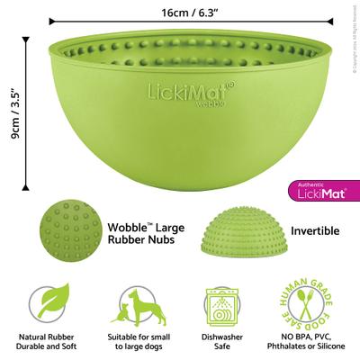 Show full view: LickiMat Wobble BPA-Free Rubber Dog Bowl, Green, Standard slide 3 of 10
