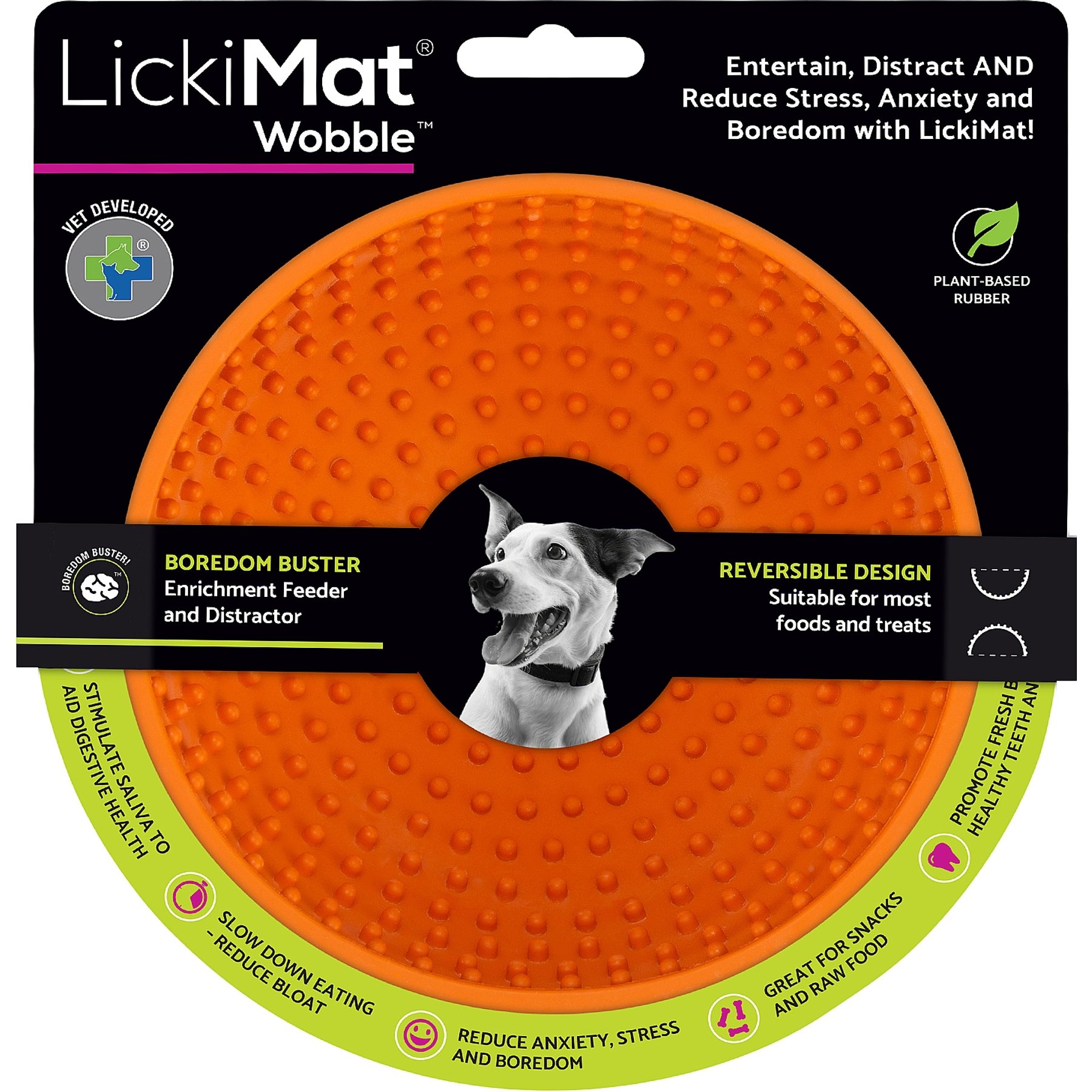 LickiMat Wobble BPA-Free Rubber Dog Bowl, Orange, Standard