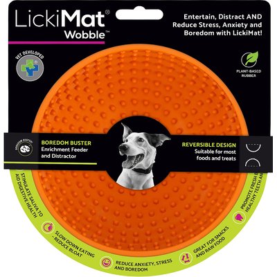 LickiMat LickiMat Wobble BPA-Free Rubber Dog Bowl, Orange, Standard