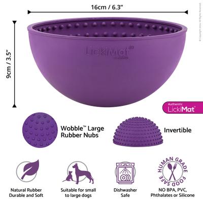 Show full view: LickiMat Wobble BPA-Free Rubber Dog Bowl, Purple, Standard slide 4 of 11