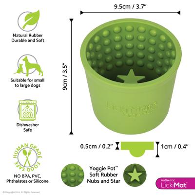 Show full view: LickiMat Yoggie Pot BPA-Free Rubber Dog Bowl, Green, Standard slide 3 of 11