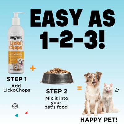 Show full view: Dinovite Lickochops Fatty Acid Liquid Supplement for Dogs & Cats, 8-oz bottle, 2 count slide 5 of 8