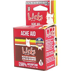 Licks Pill-Free ACHE AID Homeopathic Medicine for Pain for Cats, 10 count