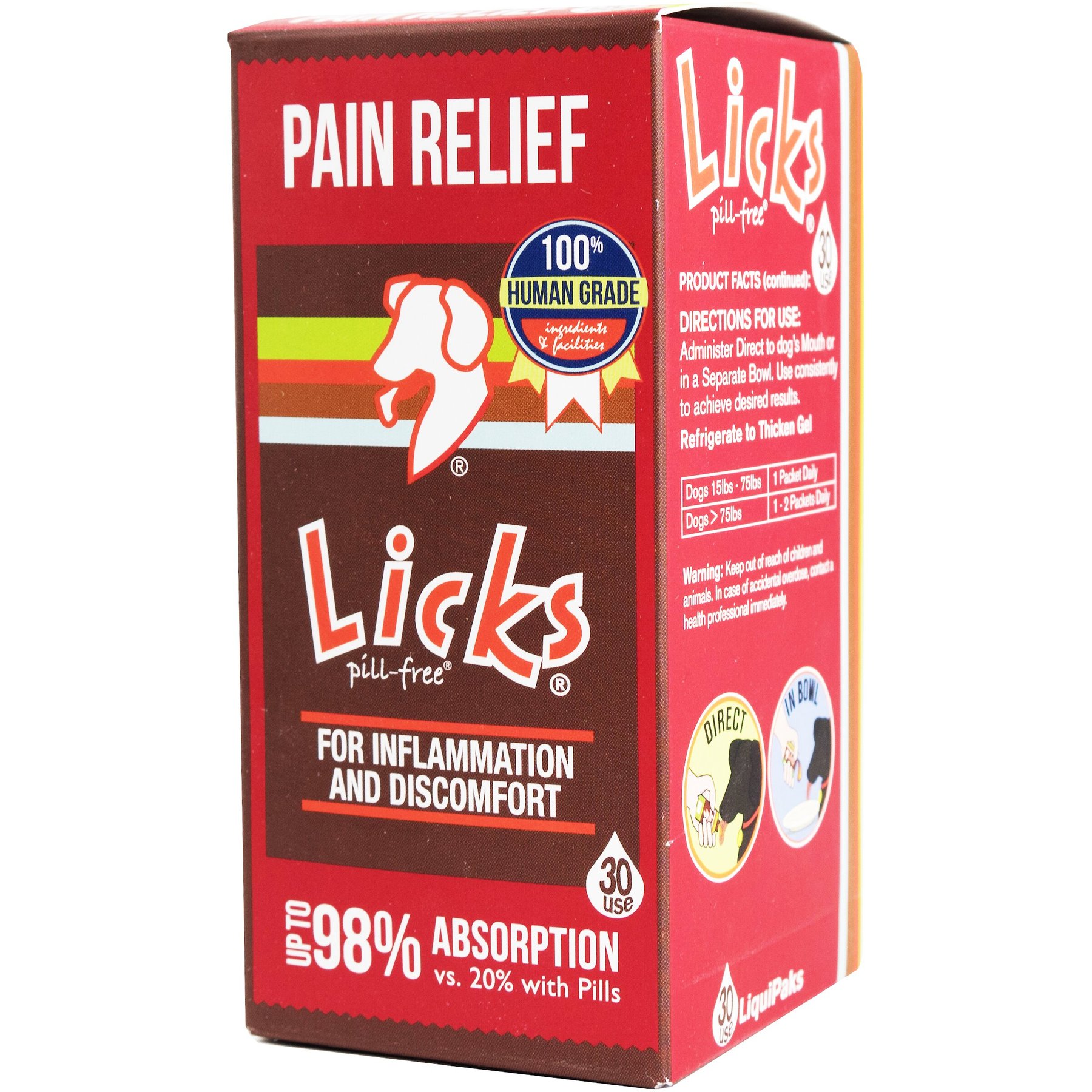 Licks Pill-Free Aspirin Medication for Pain for Dogs, 30 count