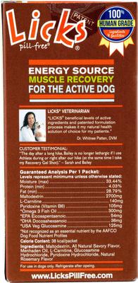 Show full view: Licks Pill-Free ATHLETE Muscle Recovery & Endurance Support Dog Supplement, 15 count slide 3 of 3