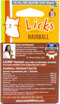 Show full view: Licks Pill-Free HAIRBALL Cat Supplement, 10 count slide 3 of 4