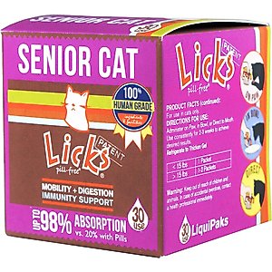 Licks Pill-Free SENIOR Mobility + Long-Term Health Support Senior Cat Supplement, 30 count