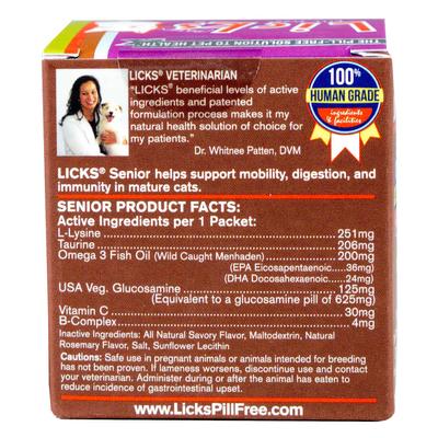 Show full view: Licks Pill-Free SENIOR Mobility + Long-Term Health Support Senior Cat Supplement, 30 count slide 3 of 4