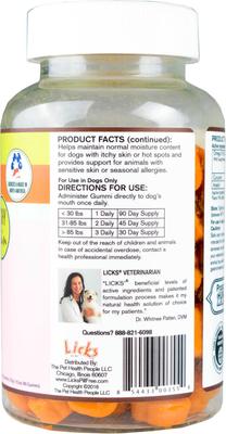 Show full view: Licks Pill-Free SKIN & ALLERGY Gummi Dog Supplement, 90 count slide 3 of 4