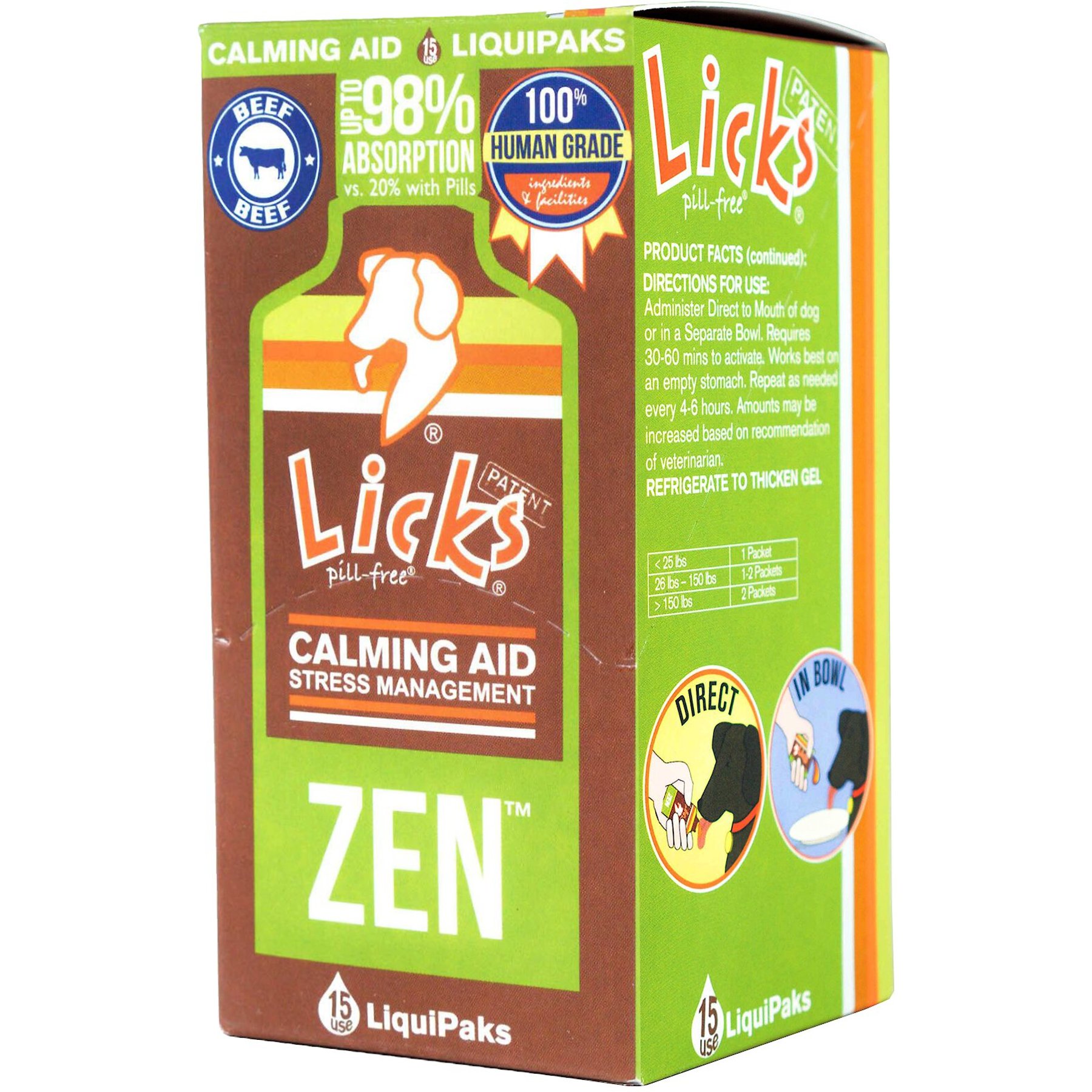Licks Pill-Free ZEN Calming Braised Beef Flavor Dog Supplement, 15 count