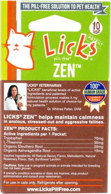 Show full view: Licks Pill-Free ZEN Calming Cat Supplement, 10 count slide 3 of 4